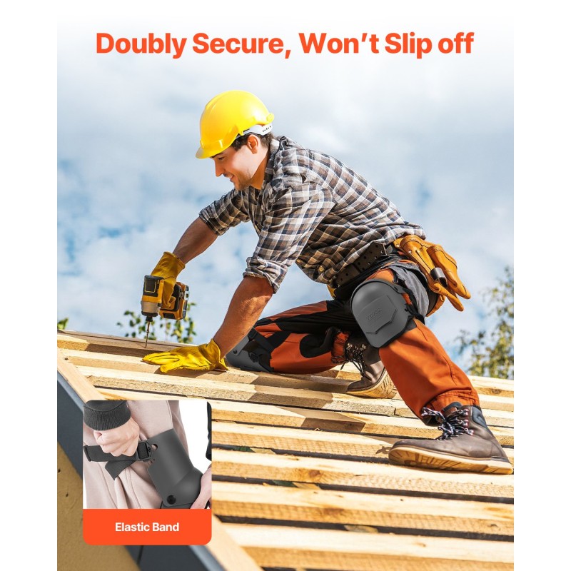 Työpolvisuojat muovikuori EVA-vaahto musta yksi koko 160 kg kantavuudella lattiatöihin