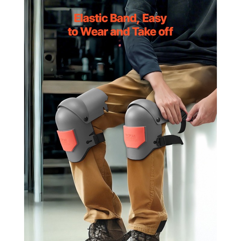 Työpolvisuojat muovikuori EVA-pehmuste täyssaranamalli 160 kg kantavuus harmaa ja oranssi yksi koko