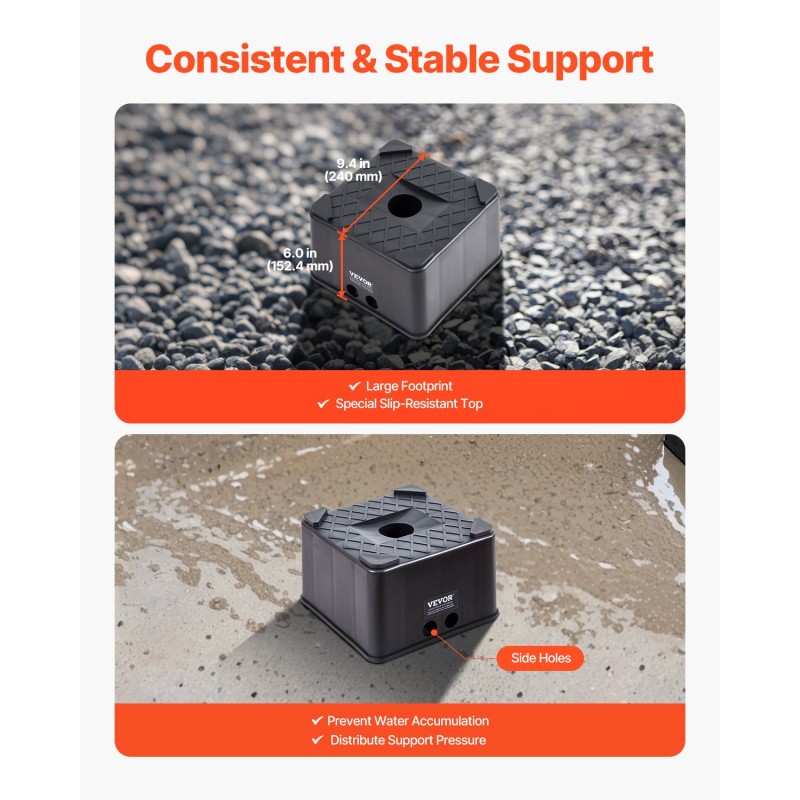 Tunkkiblokit PP-muovi 2 kpl 152,4 mm tukikorkeus 2,7 tonnia matkailuvaunuille ja matkailuautoille