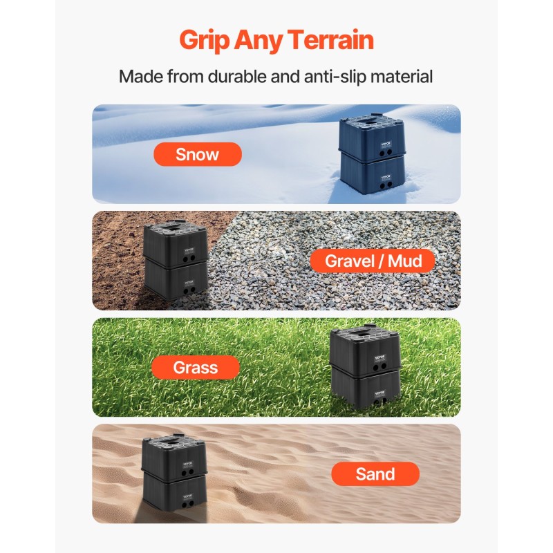 Tunkkiblokit PP-muovi 2 kpl 152,4 mm tukikorkeus 2,7 tonnia matkailuvaunuille ja matkailuautoille