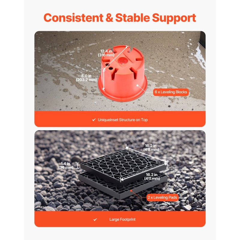 Tasauspalikkasarja PP-muovia 8 osaa matkailuvaunuille ja perävaunuille