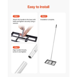 Nurmikon tasoitusrulla hiiliteräs 254x430 mm pohjalevy 5-osainen 198 cm varsi