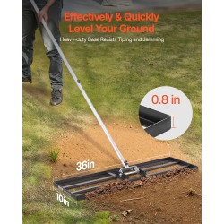 Nurmikon tasoitusharja hiiliteräs pitkä varsi 2130 mm pohjalevy 254x914 mm