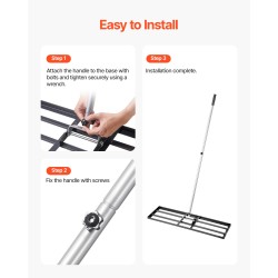 Nurmikon tasoitusharja hiiliteräs pitkä varsi 2130 mm pohjalevy 254x914 mm