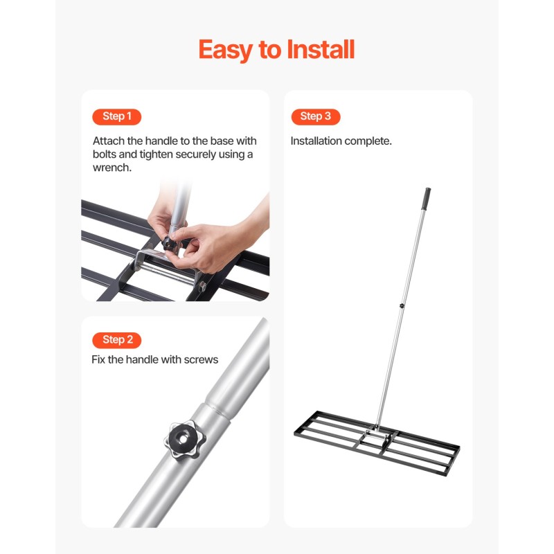 Nurmikon tasoitusharja hiiliteräs pitkä varsi 2130 mm pohjalevy 254x914 mm