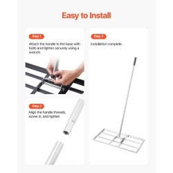 Maan- ja nurmikon tasoitustyökalu hiiliteräs jauhemaalattu pohjalevy 355 x 762 mm