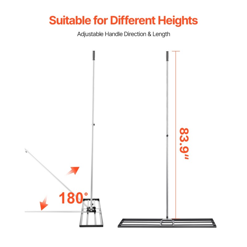 Nurmikon tasoitusharja hiiliteräs pohjalevy 1219 mm pitkä 2130 mm kahva
