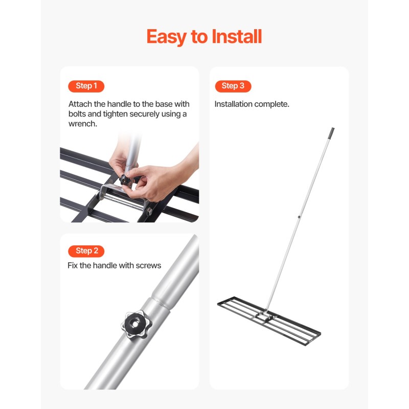 Nurmikon tasoitusharja hiiliteräs pohjalevy 1219 mm pitkä 2130 mm kahva