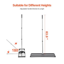 Nurmikon tasoitusharja ruostumatonta terästä 254 x 914 mm säädettävä varsi