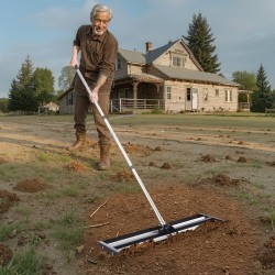 Nurmikon tasoitusharja ruostumatonta terästä 254 x 914 mm säädettävä varsi