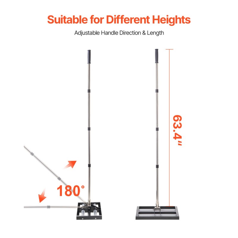 Nurmen tasoitushara ruostumaton teräs alumiiniseos 431x254 mm säädettävä 1610 mm varsi