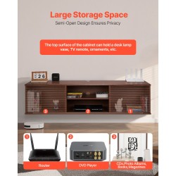 Seinälle kiinnitettävä TV-taso pähkinä E1-lastulevy ja MDF 1520 mm kaksi liukuovea