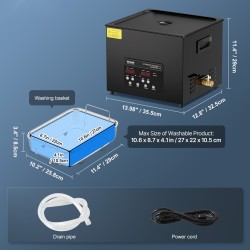 Ultraäänipesuri 15 l ruostumattomalla sisäsäiliöllä 40 kHz 360W digitaalinen ohjaus