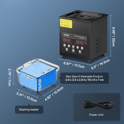 Ultraäänipuhdistin 2L ruostumattomasta teräksestä digitaalisella ohjauspaneelilla koti- ja ammattikäyttöön