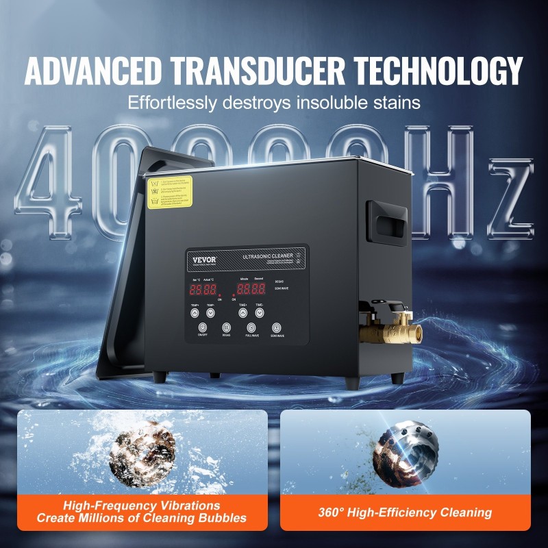 Ultraäänipesuri 6L 40kHz 180W 500W lämmitys ruostumaton terässisäiliö digitaalinen ohjauspaneeli