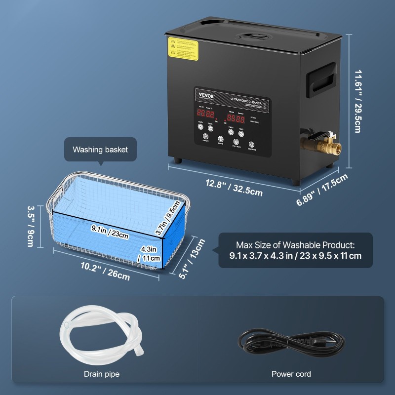 Ultraäänipesuri 6L 40kHz 180W 500W lämmitys ruostumaton terässisäiliö digitaalinen ohjauspaneeli