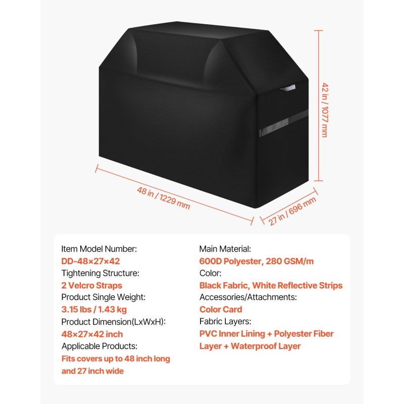 Grillin suojapeite 600D polyesteri vedenpitävä musta 48×27 tuumaa