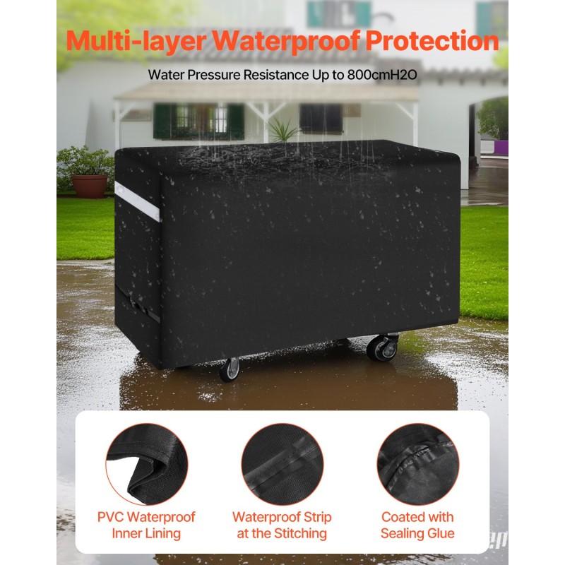 Grillinsuojus ulkogrillille 600D polyesteri vedenpitävä PVC-sisävuori musta heijastinraidat kaksi paria solkia