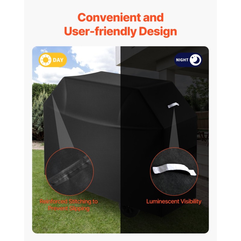 Grillinsuojus 600D polyesteri PVC-vuorilla vedenpitävä enintään 60 tuumaa pitkä 28 tuumaa leveä