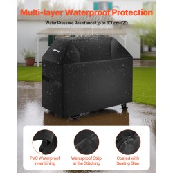 Grillinsuojus 58-tuumainen polyesterikuitu PVC-sisävuori vedenpitävä musta kaasugrilleille