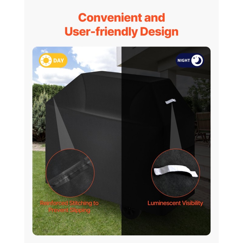 Grillinsuojus 58-tuumainen polyesterikuitu PVC-sisävuori vedenpitävä musta kaasugrilleille