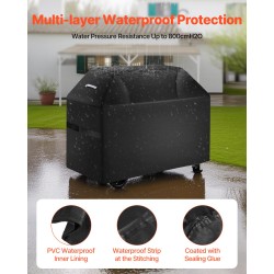 Grillisuoja 600D polyesteri 3-kerroksinen vedenpitävä musta sopii 52-tuumaisille grilleille