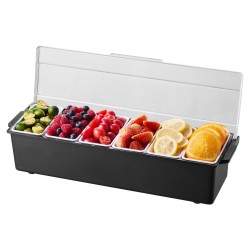 Jäähdytettävä mausteteline 6 lokeroa kunkin tilavuus 500 millilitraa BPA vapaa muovi läpinäkyvällä kannella