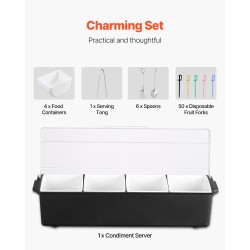 Viilennettävä lisäkeastia 4 lokeroa 800 ml läpinäkyvä kääntökansi BPA-vapaa muovi