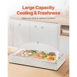 Pöytämallinen tarjoiluastia ruostumatonta terästä yksi lokero kahdeksan litran jäävati läpinäkyvä kaarikansi