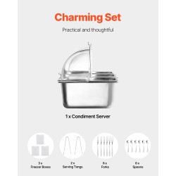 Pöytämallinen 6-osastoinen ruostumaton teräs tarjoiluastia 1,6 litraa osastoa kohden