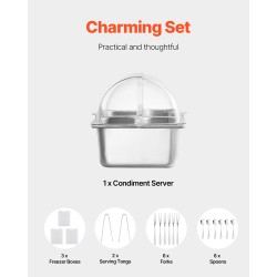 Pöytätason kylmä- ja lämpövitriini ruostumattomasta teräksestä neliosainen 2,5 litraa vuokaa kohden