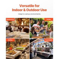 Pöytätason kylmä- ja lämpövitriini ruostumattomasta teräksestä neliosainen 2,5 litraa vuokaa kohden