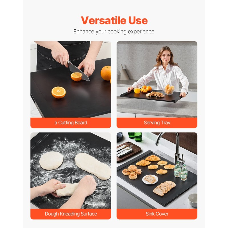 Liesisuojus ja leikkuulauta mäntypuuta 76x56 cm kaasu- ja sähköliedelle integroiduilla alumiinikahvoilla