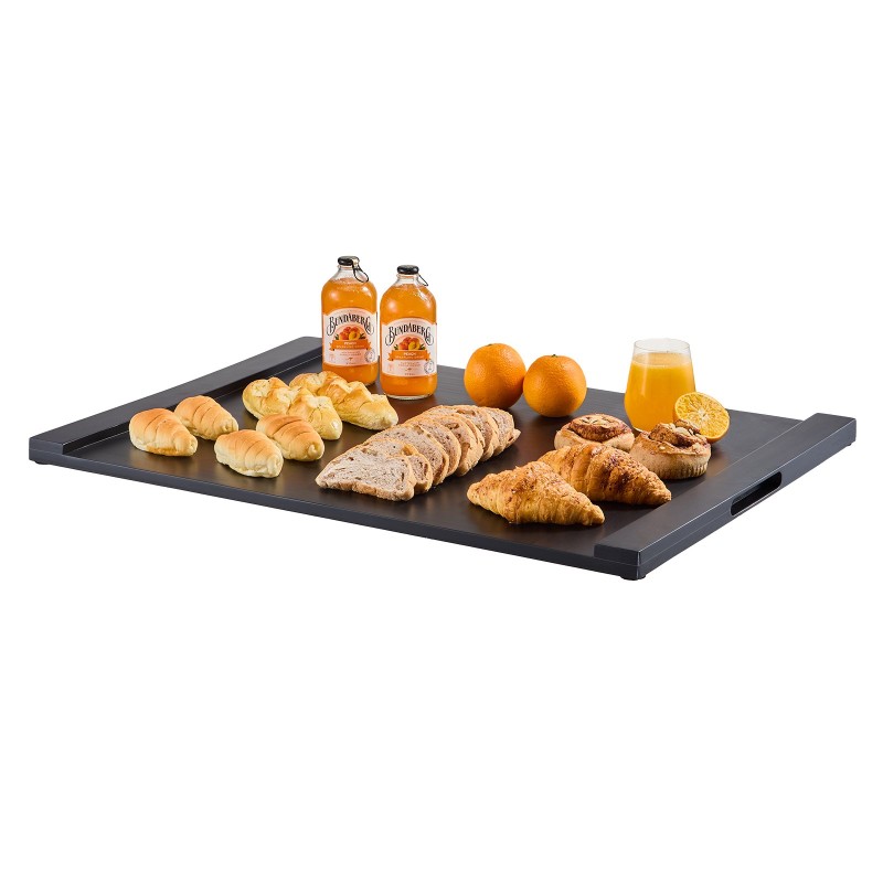 Liesisuojus ja leikkuulauta mäntypuuta 76x56 cm kaasu- ja sähköliedelle integroiduilla alumiinikahvoilla