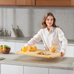 Bambupuinen liesitasosuoja ja leikkuulauta kaasu ja sähköliedelle 76,2×55,9 cm syvällä mehu-uralla