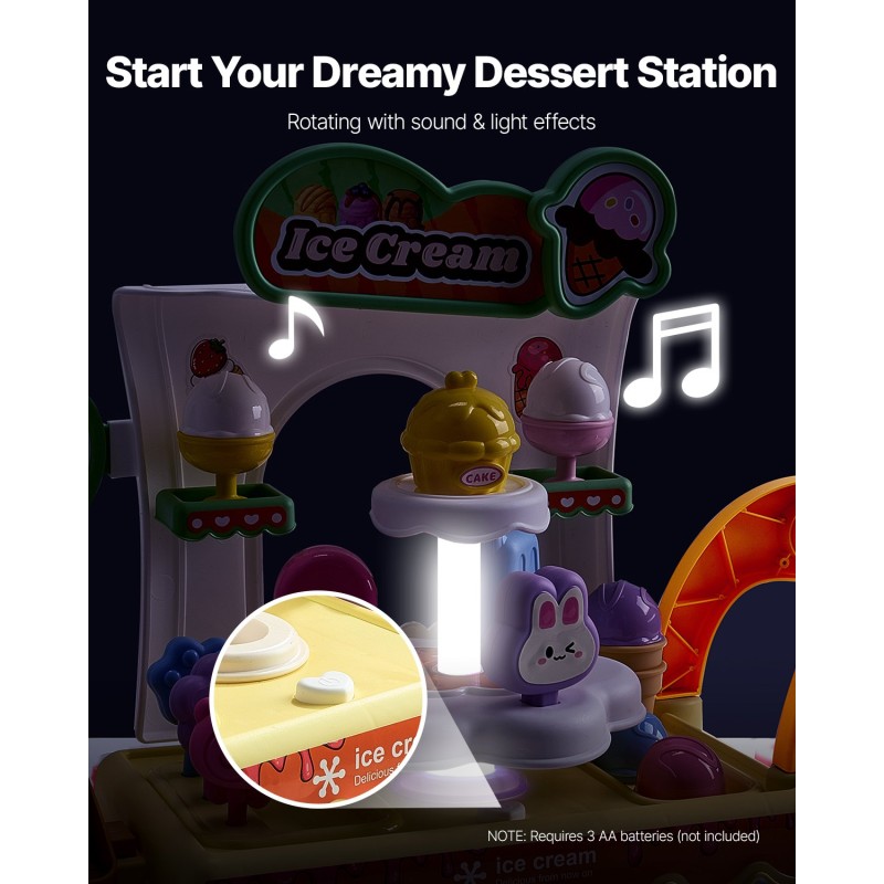 Leikkijäätelökärry 27-osainen PP-muovinen vihreä säilytystilalla 3-vuotiaille