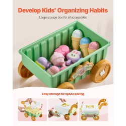 Leikkijäätelökärry 27-osainen PP-muovinen vihreä säilytystilalla 3-vuotiaille