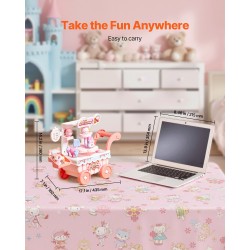 Leikkijäätelökärry 27-osainen PP-muovinen vaaleanpunainen valot ja musiikki 3+ vuotta