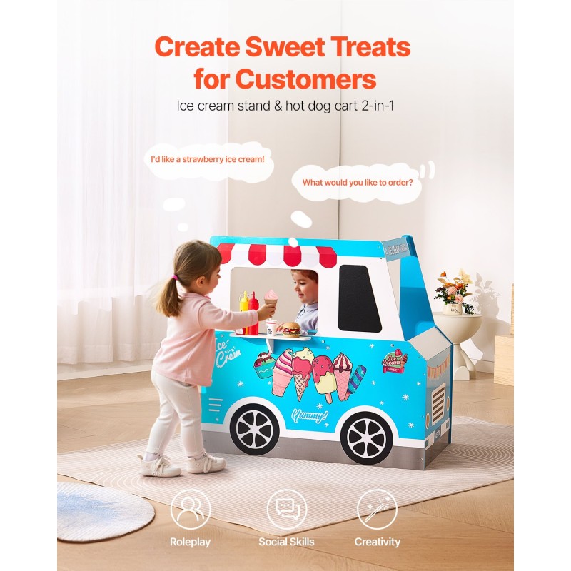 Puinen jäätelöautoleikkisetti MDF rakenteella yli 20 osaa 3-7-vuotiaille