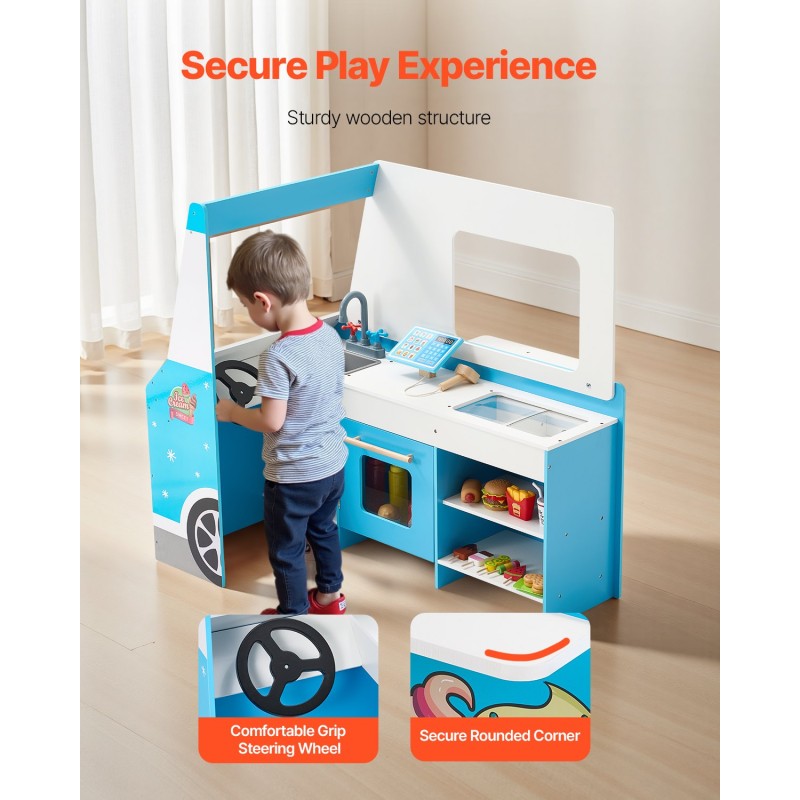 Puinen jäätelöautoleikkisetti MDF rakenteella yli 20 osaa 3-7-vuotiaille