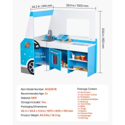 Puinen jäätelöautoleikkisetti MDF rakenteella yli 20 osaa 3-7-vuotiaille