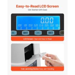 Kolikkolaskuri ja lajittelija 8 eri eurokolikolle 850 kolikon säiliö 147 kolikkoa minuutissa