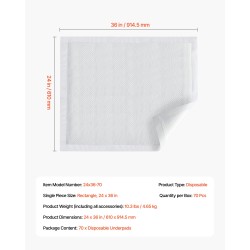 Kertakäyttöiset alusliinat 24 x 36 tuumaa 70 kpl 5-kerroksiset vuode- ja lemmikkisuojat