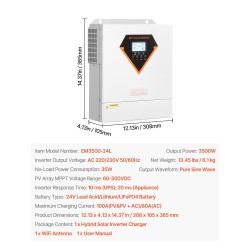 Hybridi-aurinkoinvertteri 3500W 24V 100A MPPT-lataussäätimellä puhdas siniaalto WiFillä