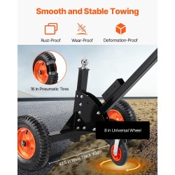 Perävaununsiirtäjä hiiliteräsrunko maksimi 680 kg aisapaino 16 tuuman ilmakumit 50,8 mm vetokuula