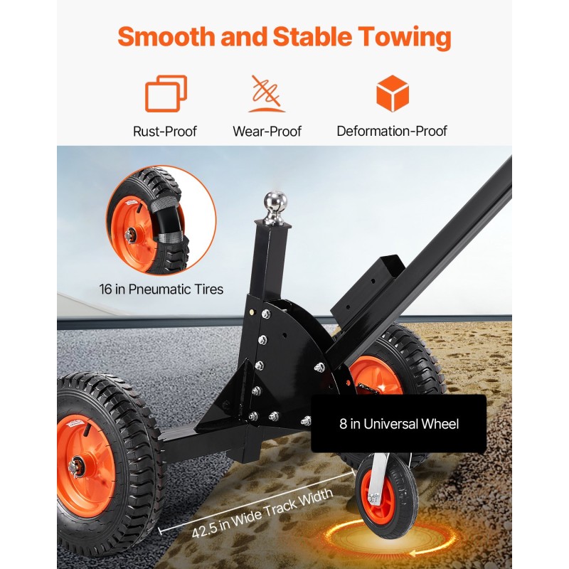 Perävaununsiirtäjä hiiliteräsrunko maksimi 680 kg aisapaino 16 tuuman ilmakumit 50,8 mm vetokuula
