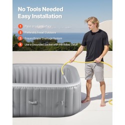 Puhallettava ulkoporeallas PVC-verkkokangas 4–6 henkilölle 1850×660 mm 130 hierontasuihkua