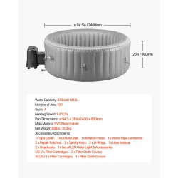 Täytettävä poreallas PVC-verkkomateriaali ulkokäyttöön halkaisija 240 cm 6–8 hengelle