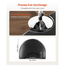 Kampaamotuolimatto puoliympyrän muotoinen PVC-pinnalla 1220 x 930 mm 25 mm PU-vaahto