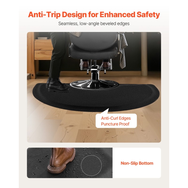 Kampaamomatto puolipyöreä PVC-pinta NBR-vaahto 1520 x 910 mm